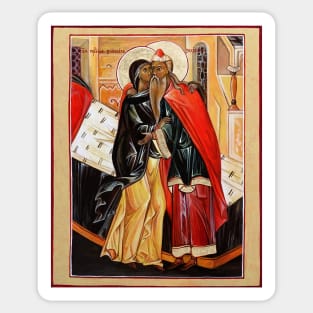 The Conception of John the Baptist. St Zechariah and St Elizabeth. Sticker